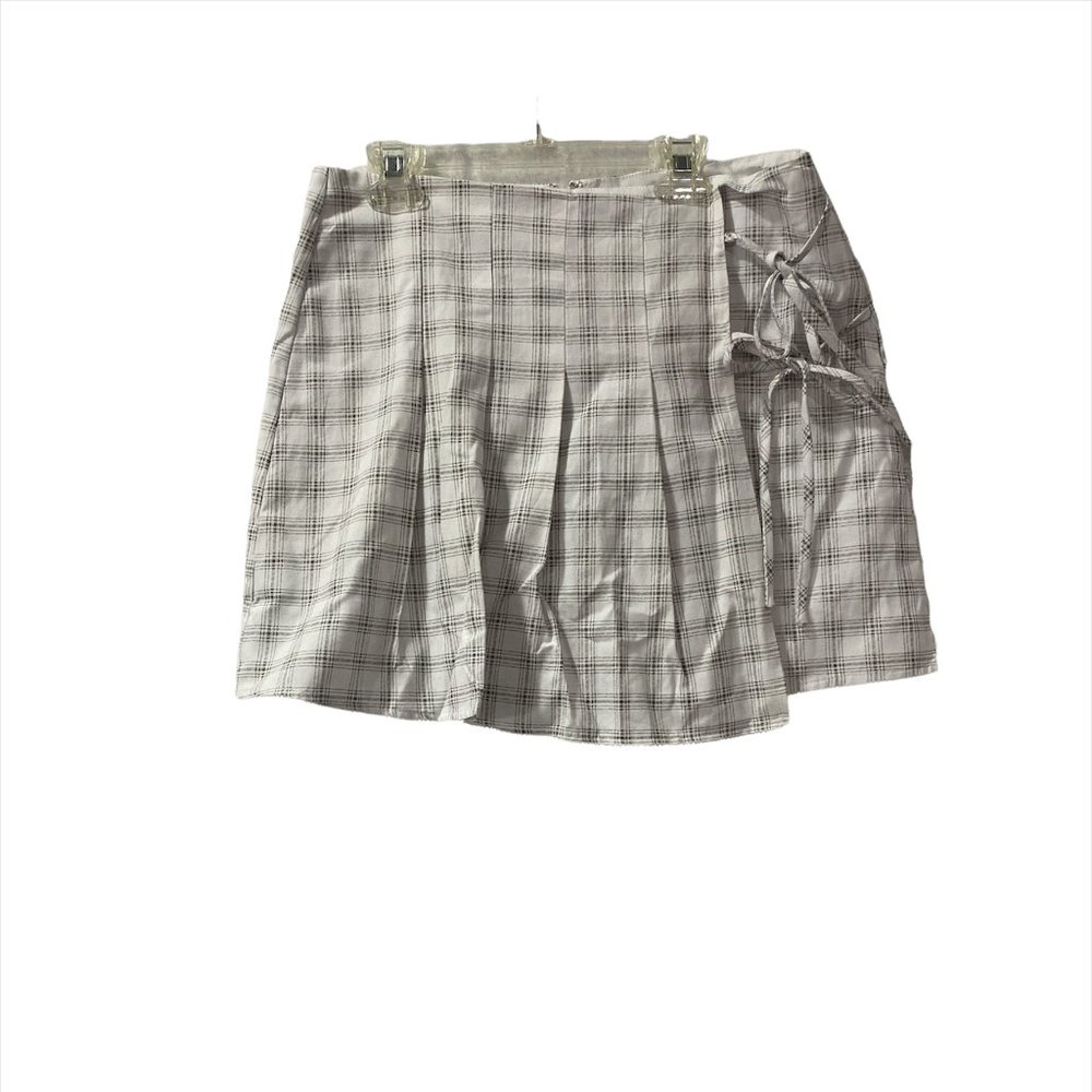 Le Lis Anthropologie Skirt Black & White Pleated Mini Skirt Woman's M Tie Side.